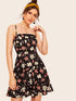 Floral Print Tie Back Cami Skater Dress