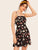 Floral Print Tie Back Cami Skater Dress
