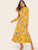Floral Print Belted Chiffon Maxi Dress