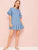 Ruffle Hem Flounce Sleeve Denim Dress