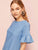 Ruffle Hem Flounce Sleeve Denim Dress