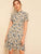 Frill Neck Button Up Flounce Hem Floral Tea Dress