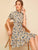 Frill Neck Button Up Flounce Hem Floral Tea Dress