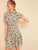 Frill Neck Button Up Flounce Hem Floral Tea Dress