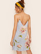 Floral Print Double V Neckline Cami Dress