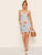 Floral Print Double V Neckline Cami Dress