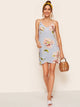 Floral Print Double V Neckline Cami Dress