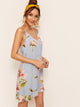 Floral Print Double V Neckline Cami Dress