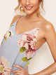 Floral Print Double V Neckline Cami Dress