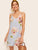 Floral Print Double V Neckline Cami Dress