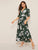 Empire Waist Button Detail Flounce Sleeve Floral Dress