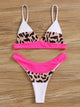 Leopard Colorblock Triangle Top With High Cut Bikini