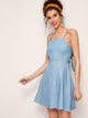 Knot Back Denim Skater Cami Dress