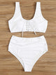 Plus Lace-up Top With High Waist Bikini