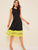 60s Mesh Insert Striped Detail Fit & Flare Dress