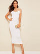 Striped Mesh Yoke Pencil Dress