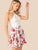Crisscross Knot Backless Floral Combo Halter Dress