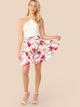 Crisscross Knot Backless Floral Combo Halter Dress