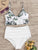 Random Tropical Ruffle Top With Ruched High Waist Bikini