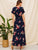 Lace Insert Ruffle Hem Floral Maxi Shirt Dress