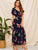 Lace Insert Ruffle Hem Floral Maxi Shirt Dress