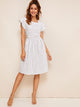Striped Square Neck Fit & Flare Dress