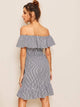Plaid Print Ruffle Hem Dress