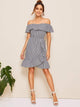 Plaid Print Ruffle Hem Dress