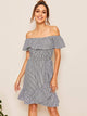Plaid Print Ruffle Hem Dress