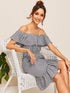 Plaid Print Ruffle Hem Dress