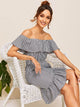 Plaid Print Ruffle Hem Dress