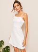 Ruffle Trim Solid Cami Dress