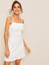 Ruffle Trim Solid Cami Dress