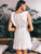 Ruffle Trim Self Belted Guipure Lace Dress