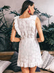 Ruffle Trim Self Belted Guipure Lace Dress