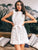 Ruffle Trim Self Belted Guipure Lace Dress