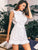 Ruffle Trim Self Belted Guipure Lace Dress