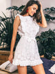 Ruffle Trim Self Belted Guipure Lace Dress