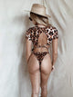 Leopard Short Sleeve Top With High Cut Bikini Set