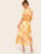 Surplice Wrap Botanical Print Belted Dress