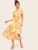 Surplice Wrap Botanical Print Belted Dress