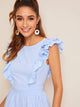 Knot Backless Layered Ruffle Trim Dress