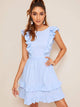 Knot Backless Layered Ruffle Trim Dress