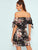Botanical Print Tie Cuff Off Shoulder Dress