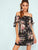 Botanical Print Tie Cuff Off Shoulder Dress