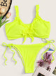 Lettuce Trim Knot Top With Tie Side Bikini Set