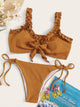 Lettuce Trim Knot Top With Tie Side Bikini Set