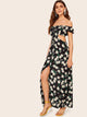 Off The Shoulder Floral Print Cut Out Dress