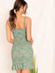 Floral Print Frill Trim Shirred Ruffle Hem Dress