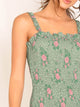 Floral Print Frill Trim Shirred Ruffle Hem Dress